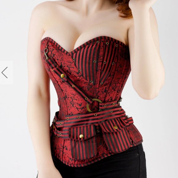 new red steampunk steel boned corset from A Corset Story, 20inches cinched - Picture 1 of 7